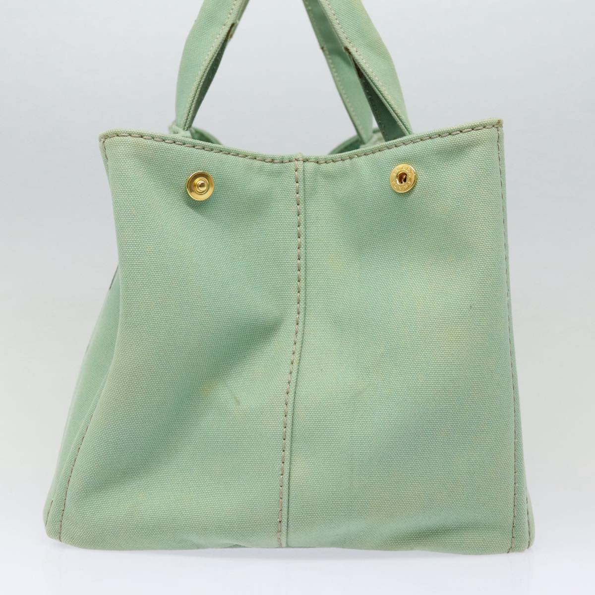 PRADA Canapa GM Hand Bag Canvas Gold Green Auth