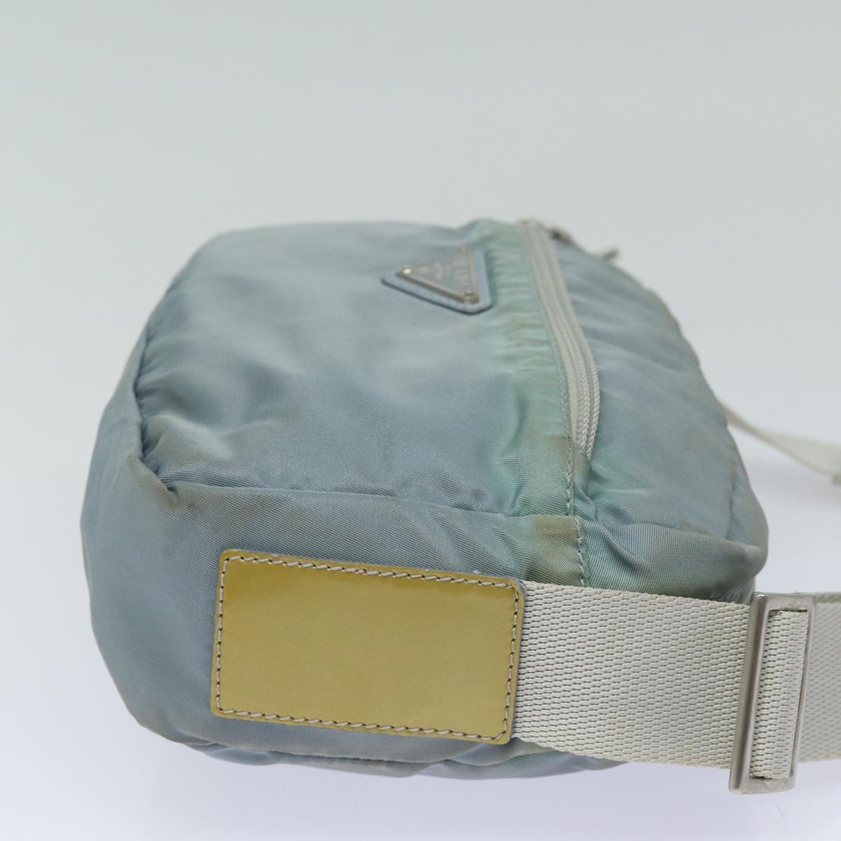 PRADA Shoulder Bag Nylon Light Blue Silver Auth