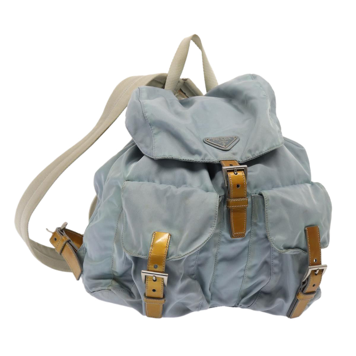 PRADA Backpack Nylon Light Blue Silver Auth