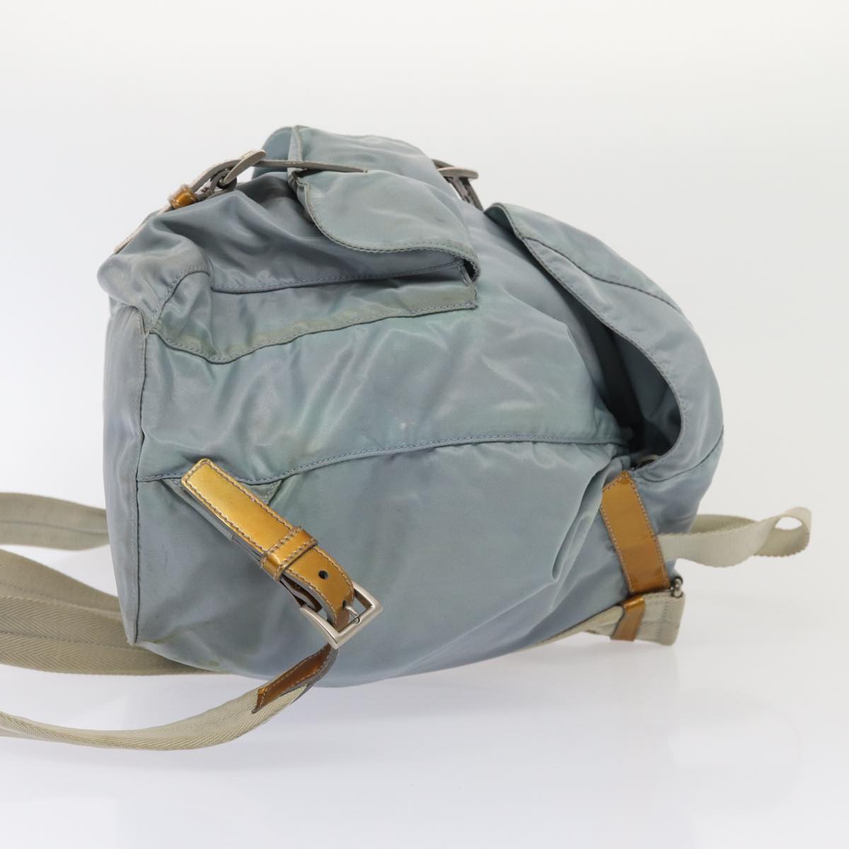 PRADA Backpack Nylon Light Blue Silver Auth