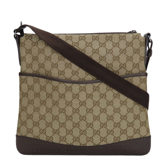 GUCCI Shoulder Bag 145857 GG canvas, leather beige Women