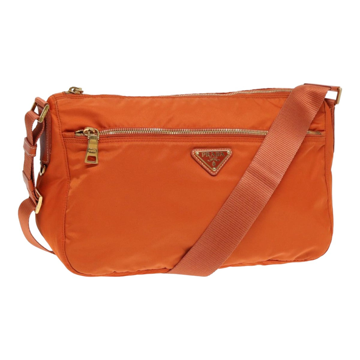 PRADA Shoulder Bag Nylon Orange Auth