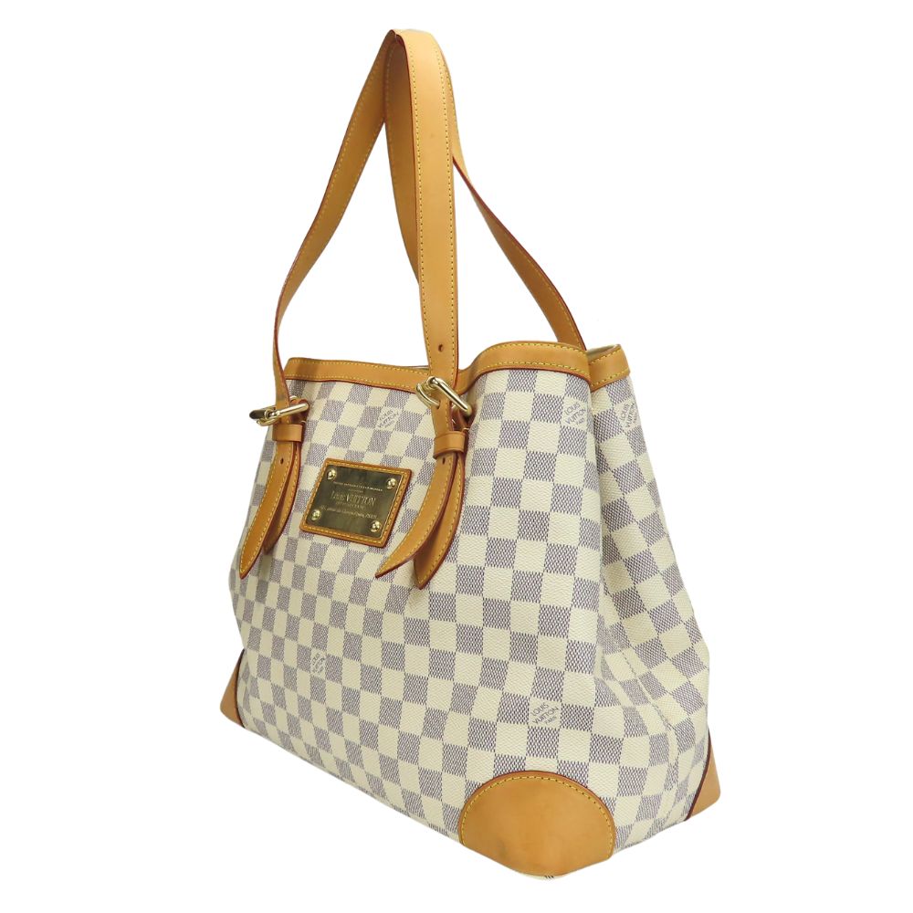 LOUIS VUITTON Tote Bag Damier Azur, Tanned Leather white HamsteadMM Women