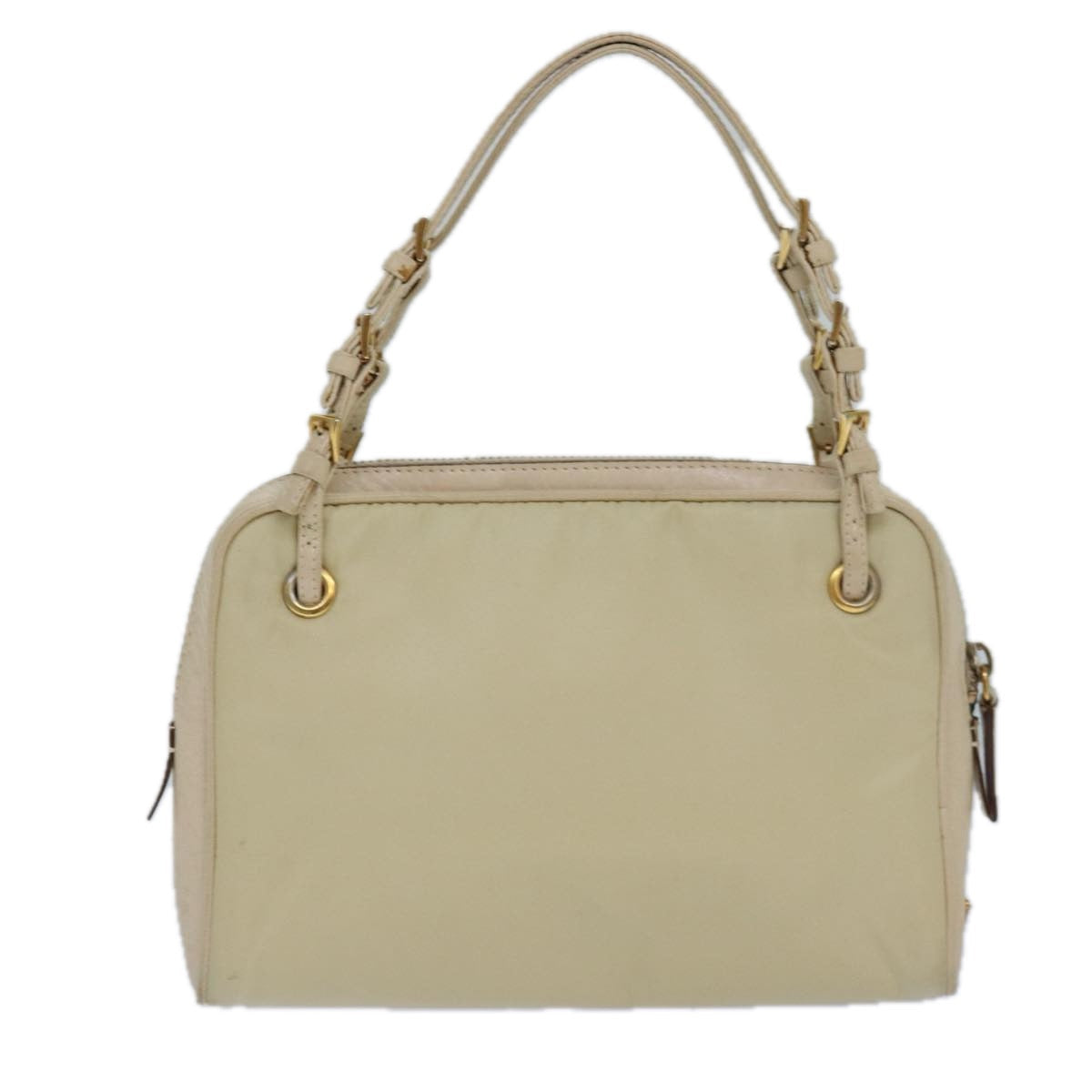 PRADA Hand Bag Nylon Gold Beige Auth