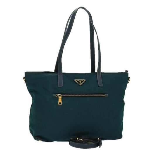 PRADA Tote Bag Nylon 2way Khaki Gold Auth
