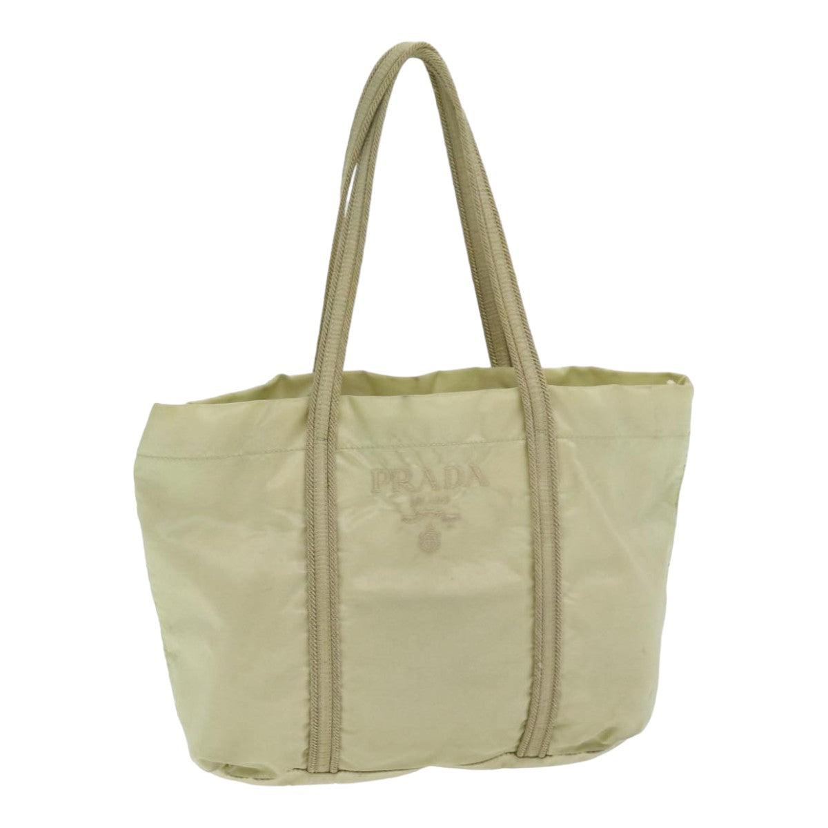 PRADA Hand Bag Nylon Silver Beige Auth
