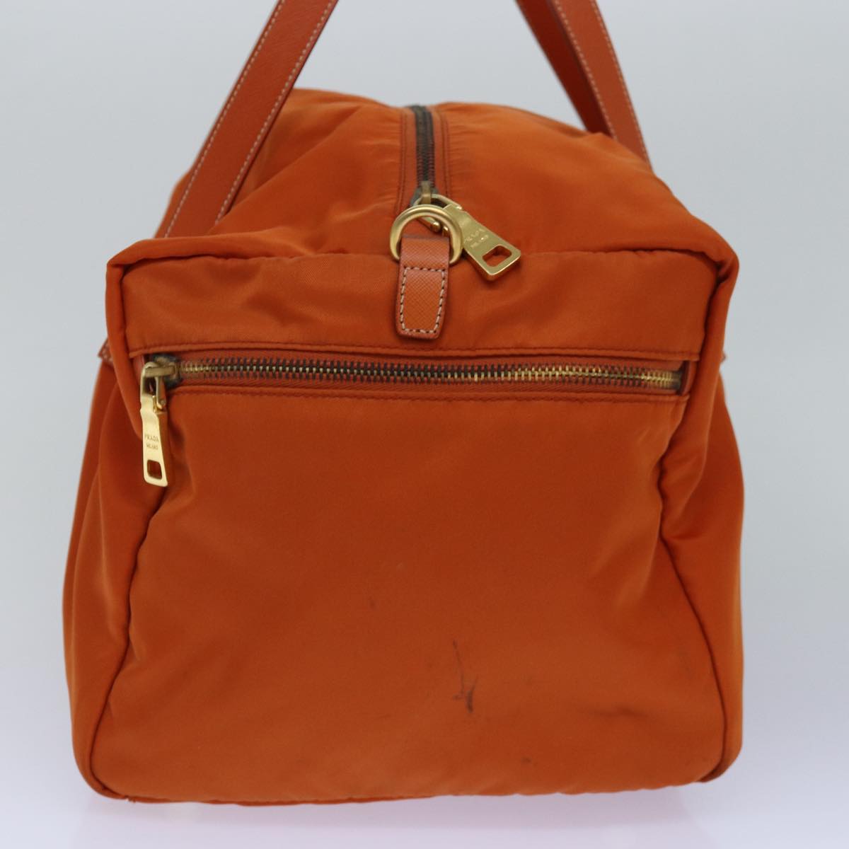 PRADA Hand Bag Nylon 2way Orange Gold Auth