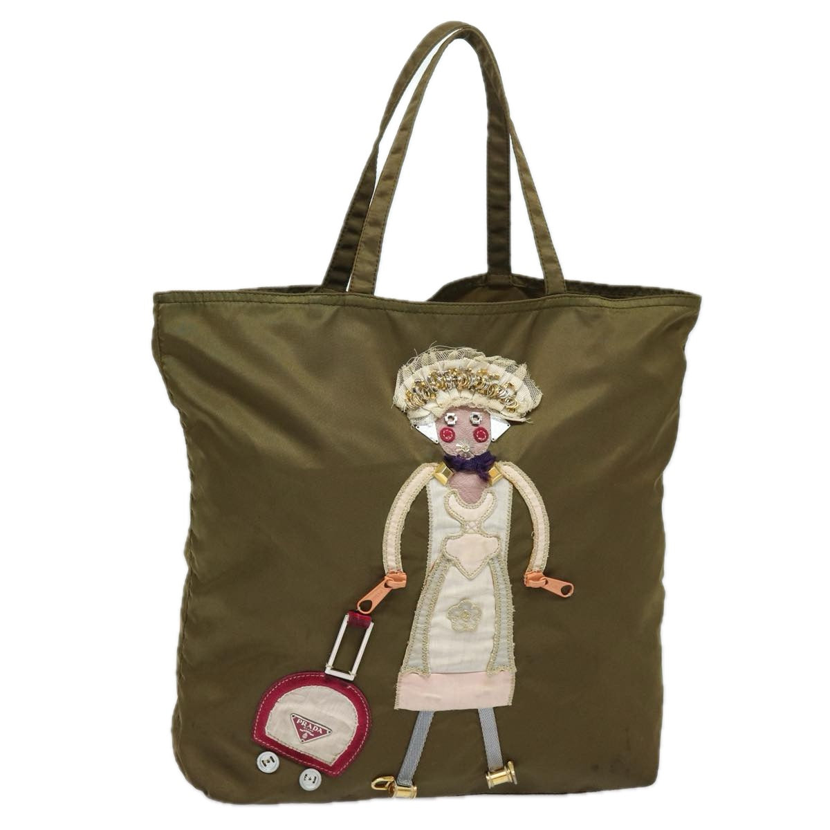 PRADA Tote Bag Nylon Khaki Auth