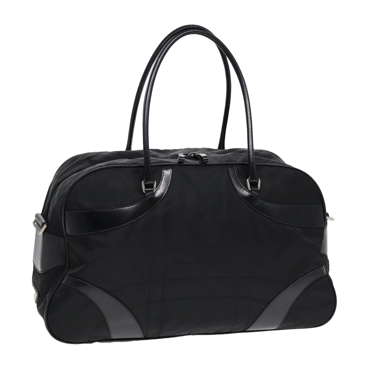 PRADA Shoulder Bag Nylon Black Silver Auth