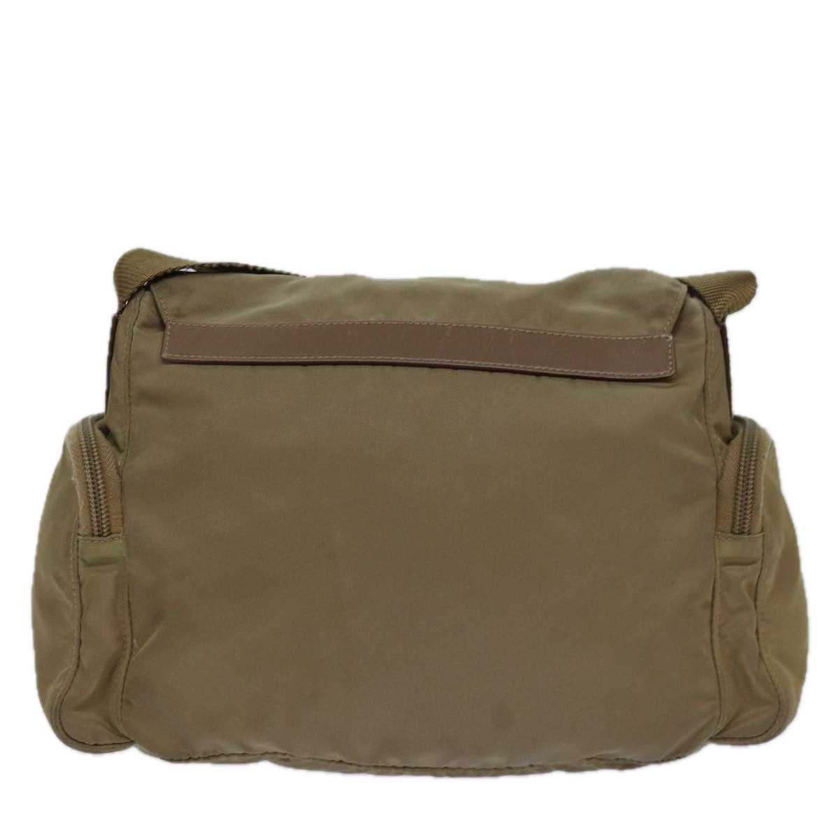 PRADA Shoulder Bag Nylon Beige Silver Auth