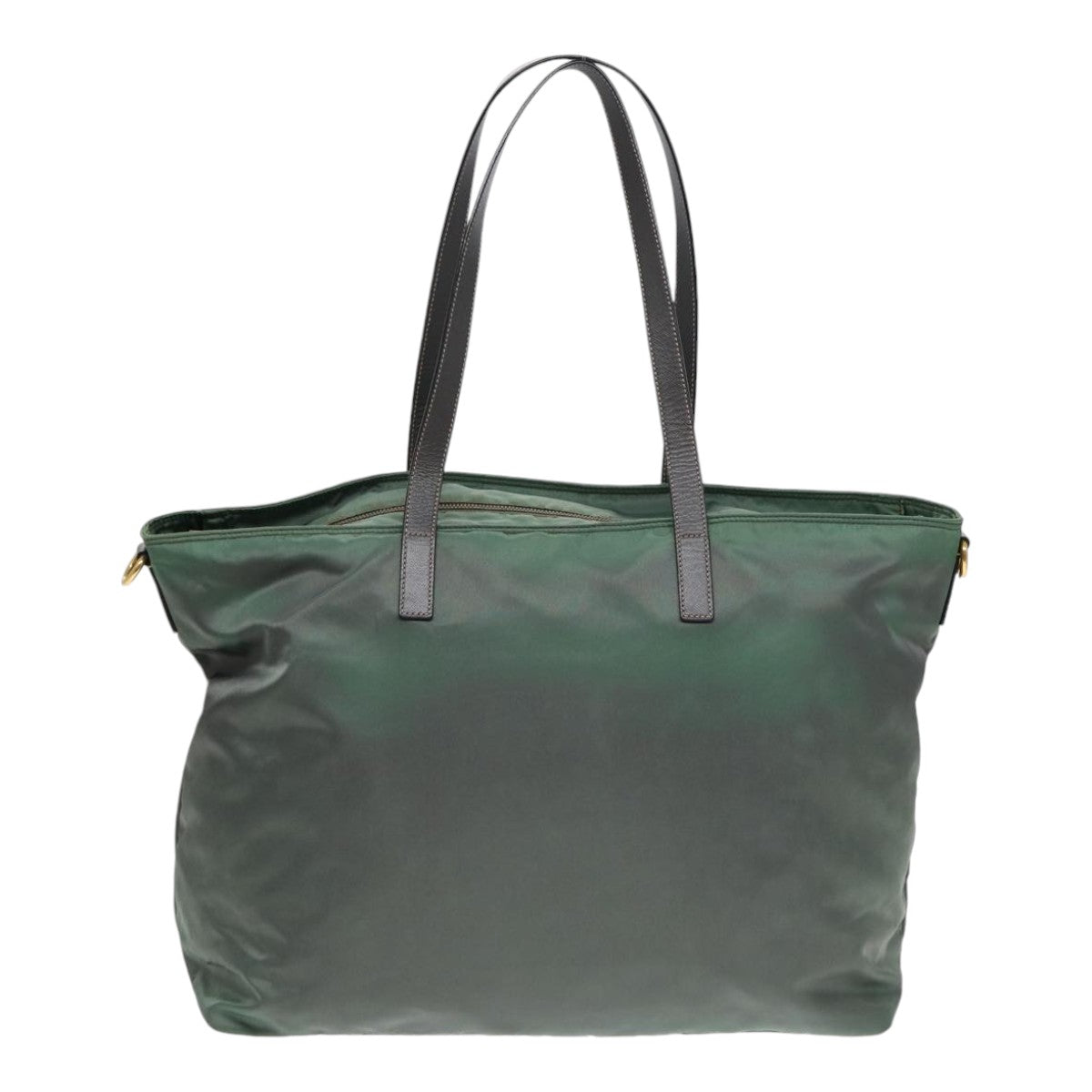 PRADA Tote Bag Nylon Khaki Gold Auth