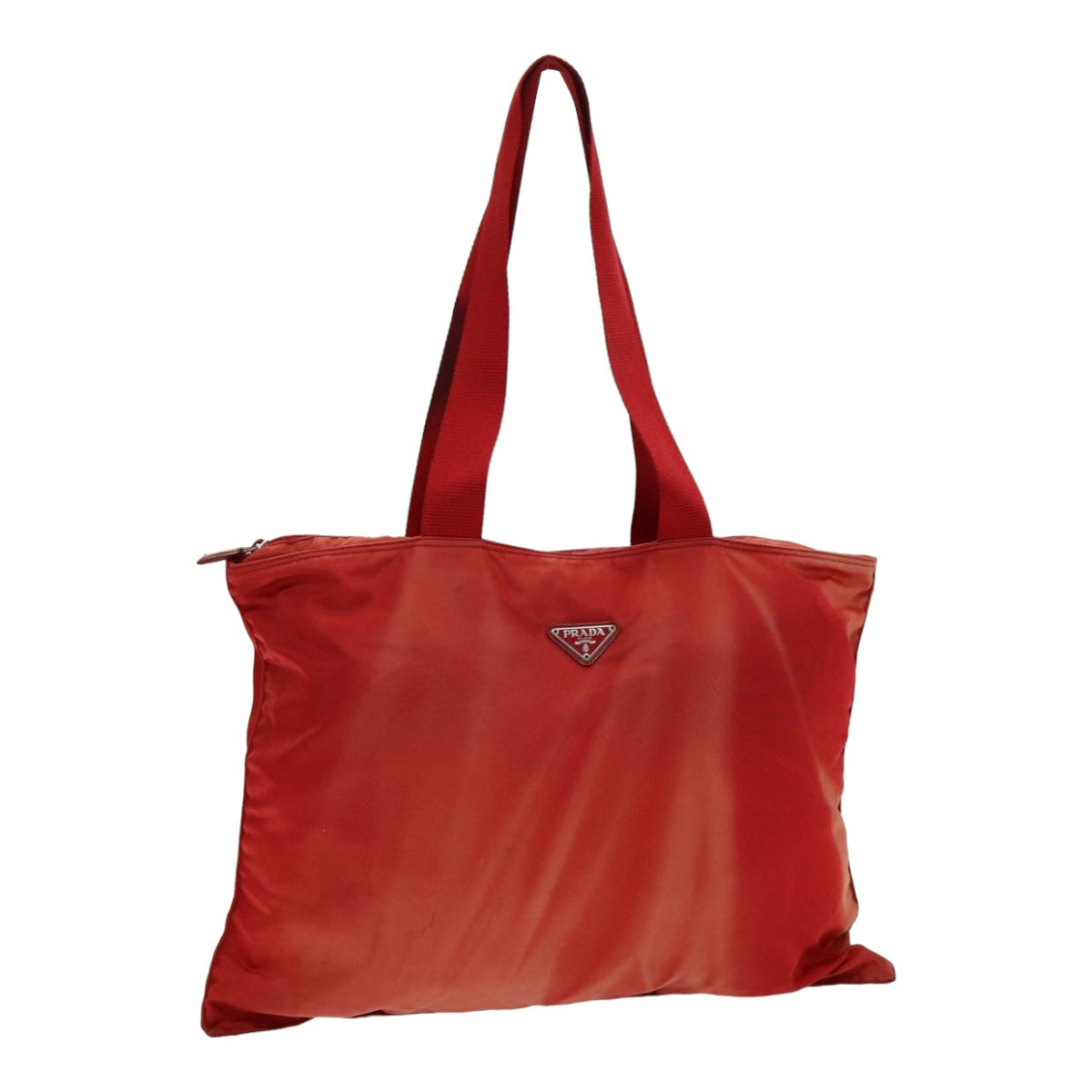 PRADA Tote Bag Nylon Red Silver Auth
