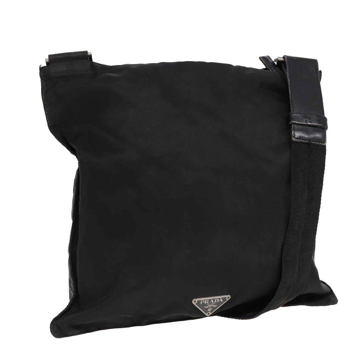 PRADA Shoulder Bag Nylon Black Silver Auth