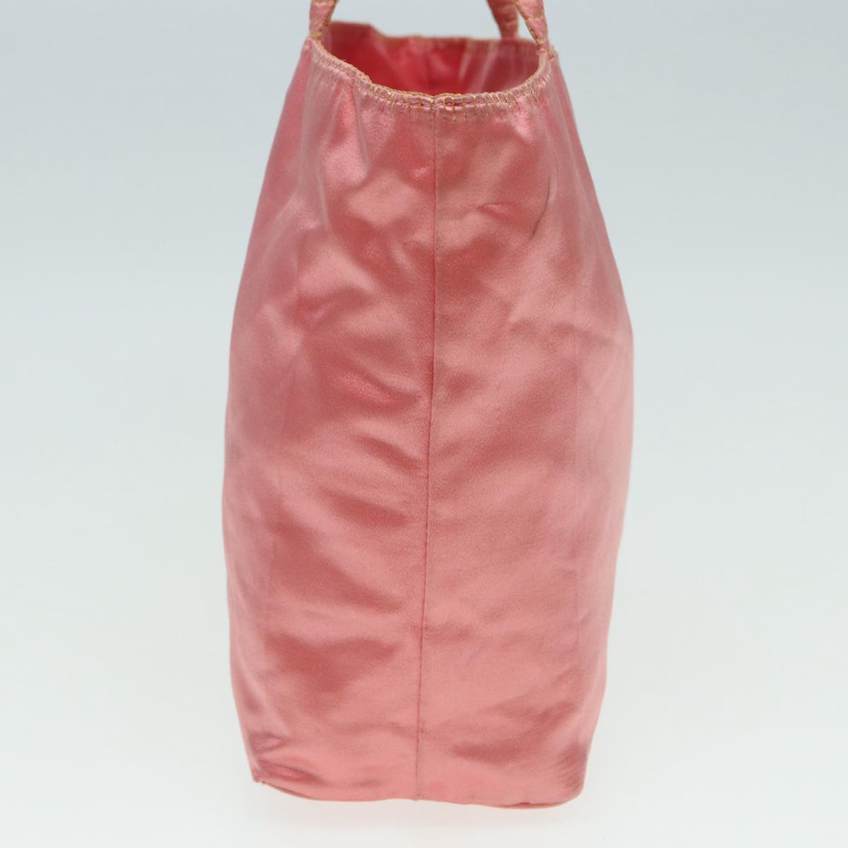 PRADA Hand Bag Satin Gold Pink Auth