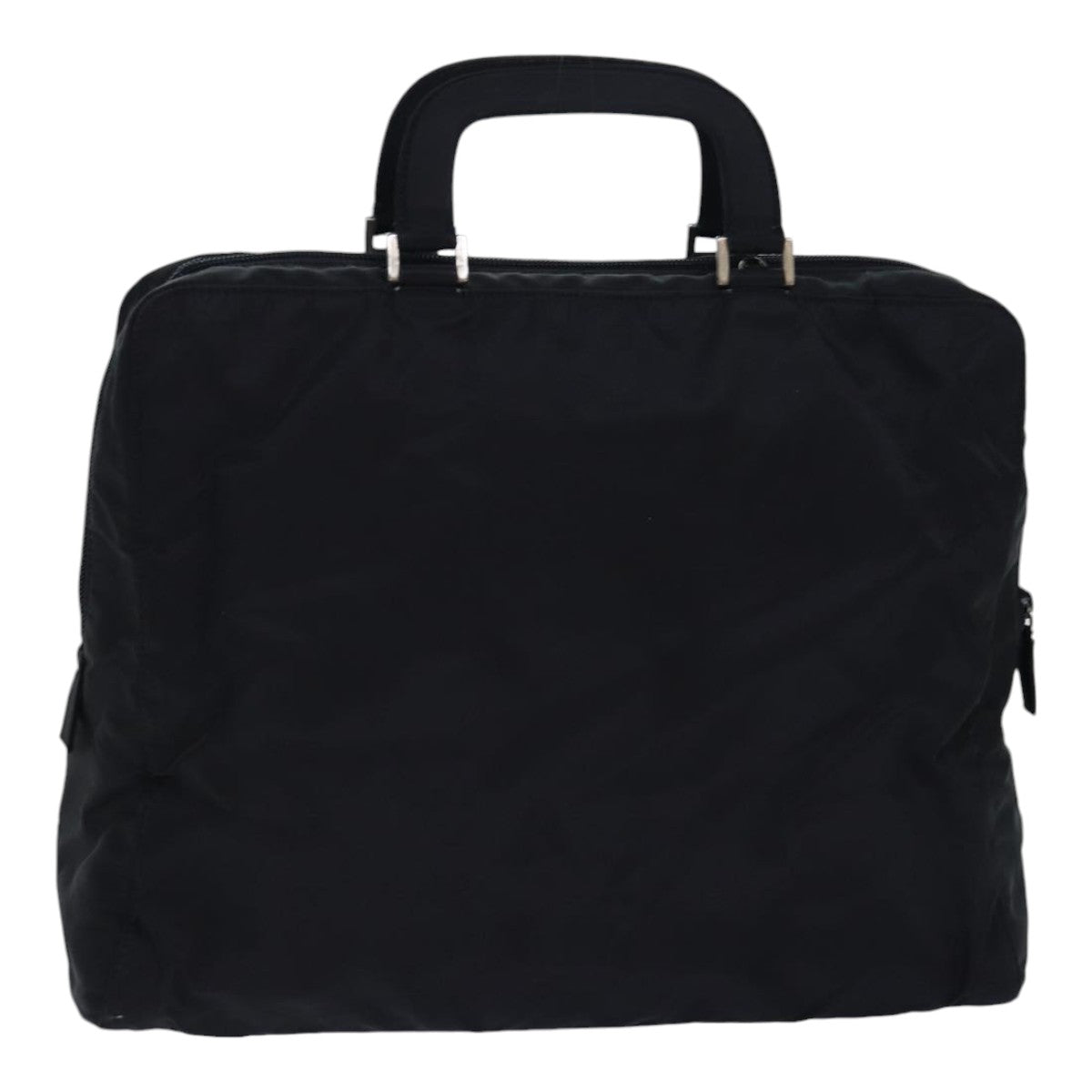 PRADA Hand Bag Nylon Black Silver Auth