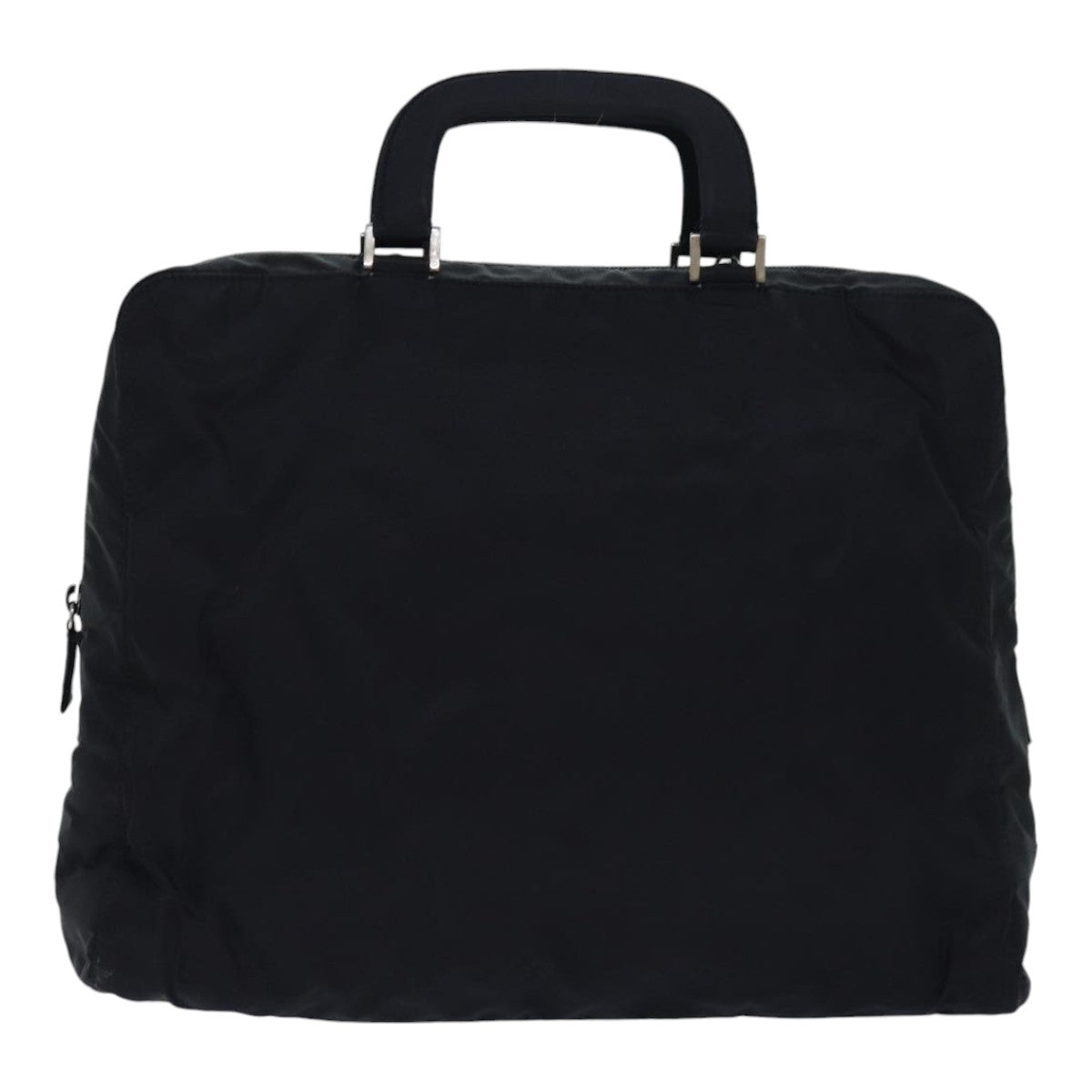 PRADA Hand Bag Nylon Black Silver Auth