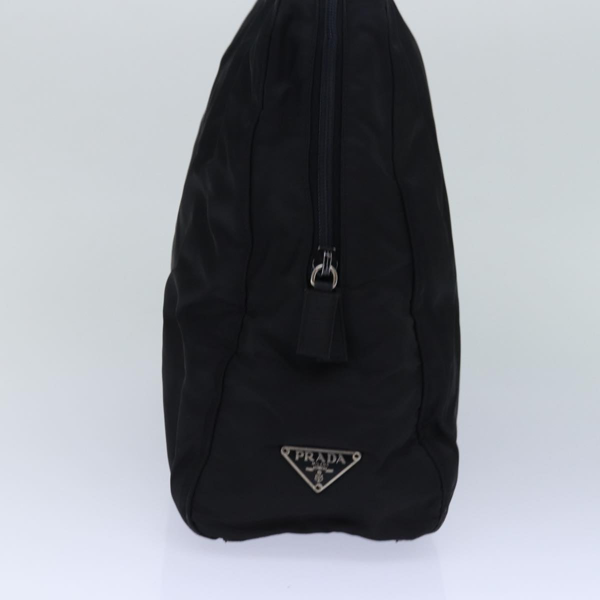 PRADA Hand Bag Nylon Black Silver Auth