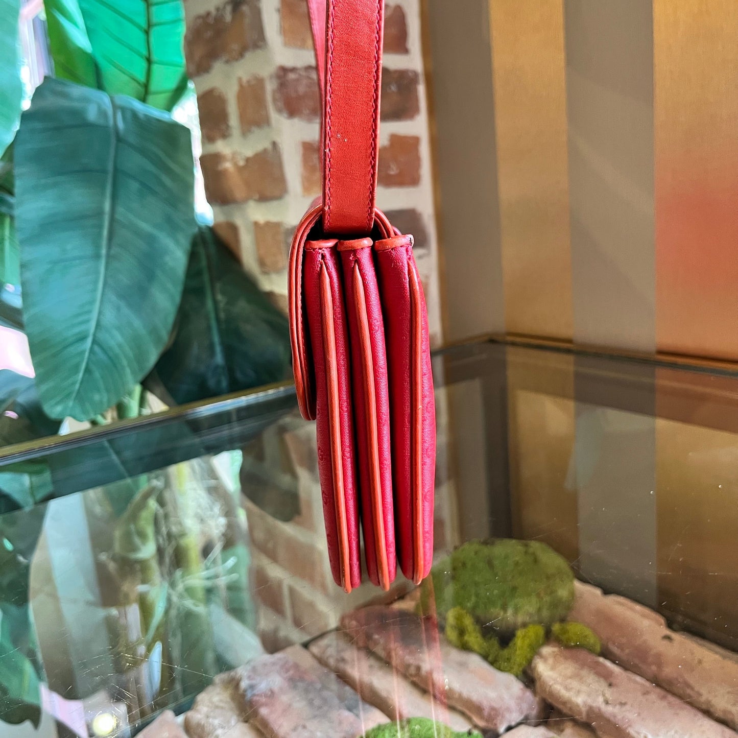 GUCCI Red Micro GG Canvas Crossbody Bag
