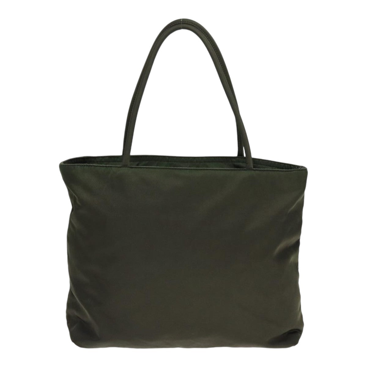 PRADA Hand Bag Nylon Khaki Silver Auth