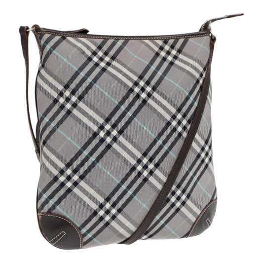 Burberry Nova Check Shoulder Bag Canvas Gray Silver Auth 86049
