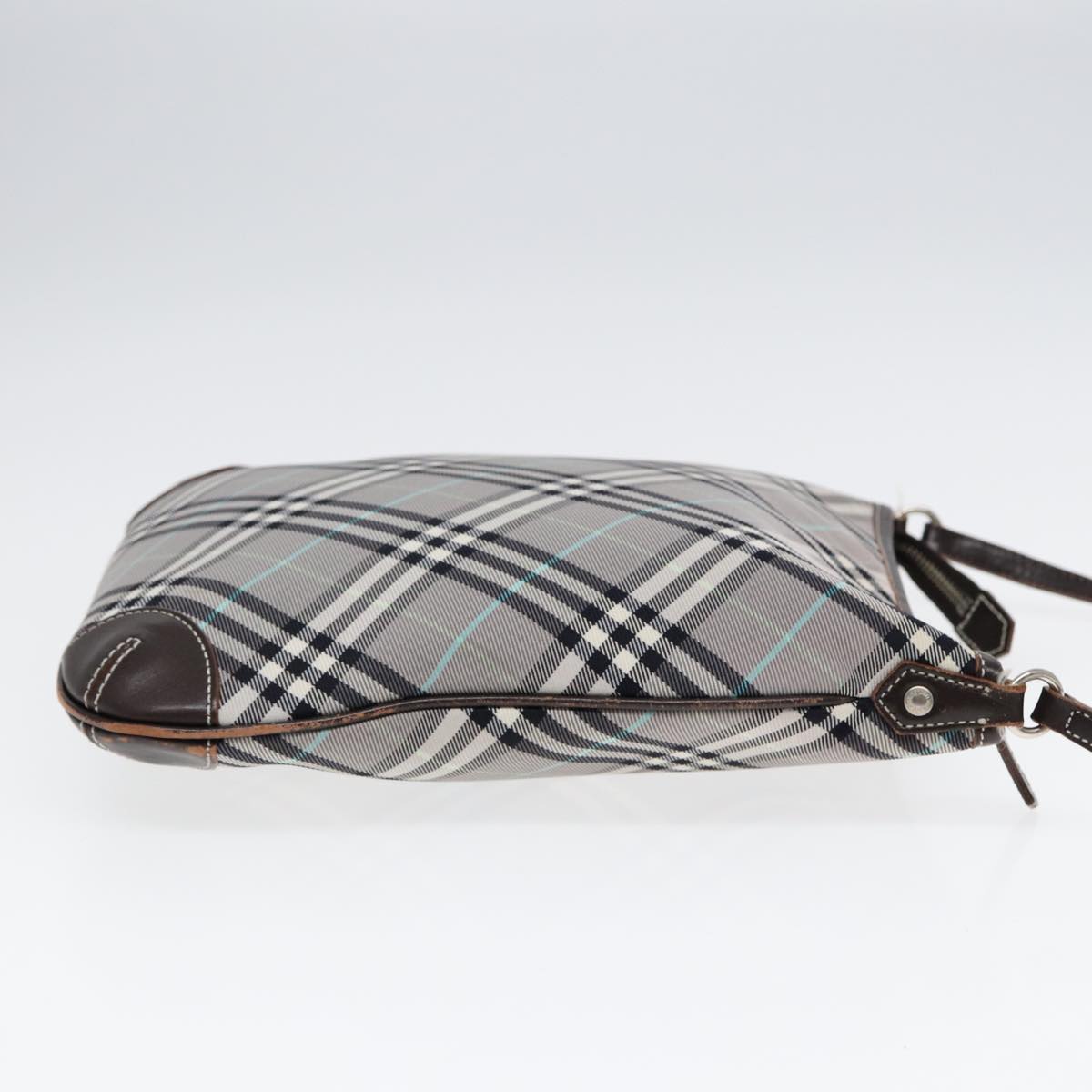 Burberry Nova Check Shoulder Bag Canvas Gray Silver Auth 86049