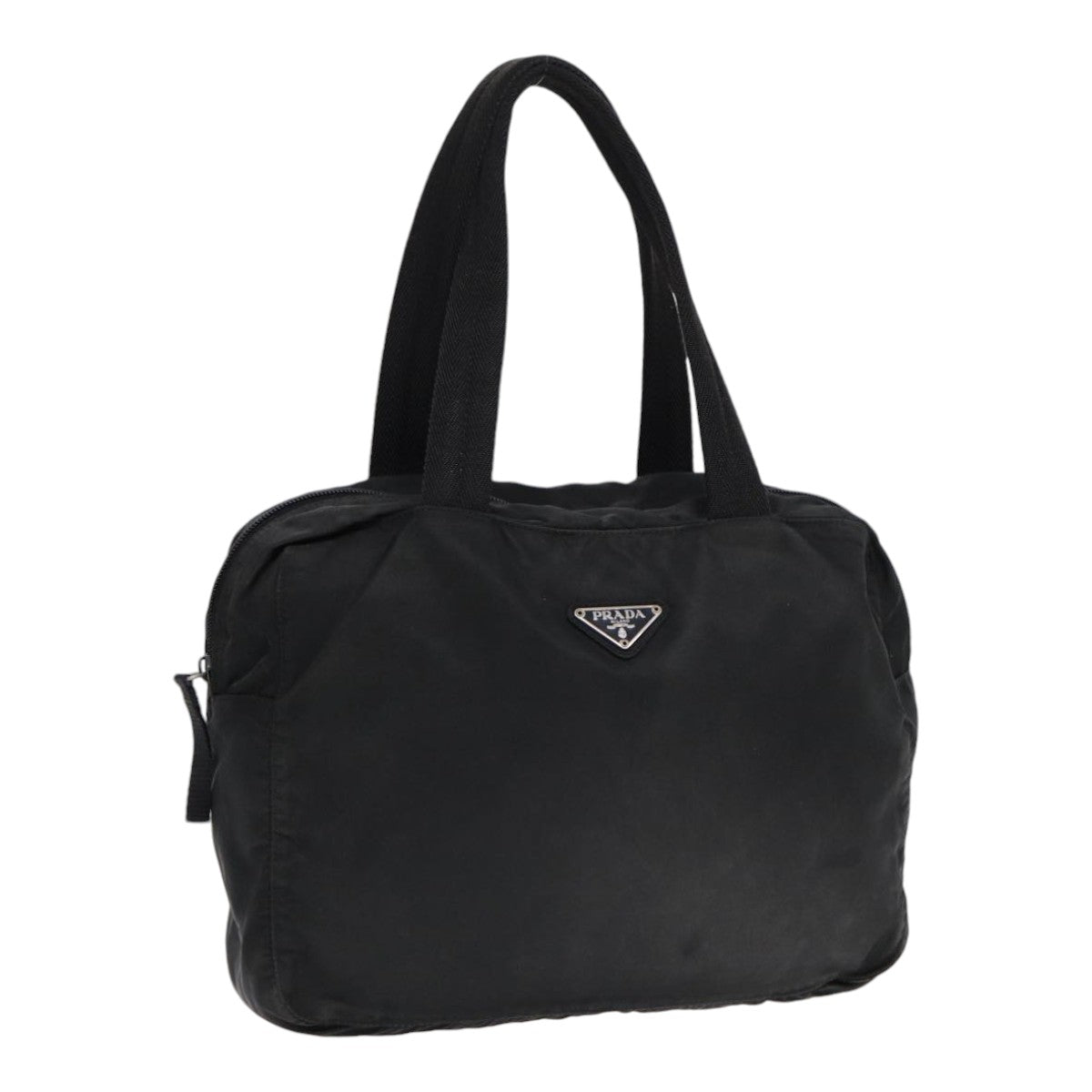 PRADA Hand Bag Nylon Black Silver Auth