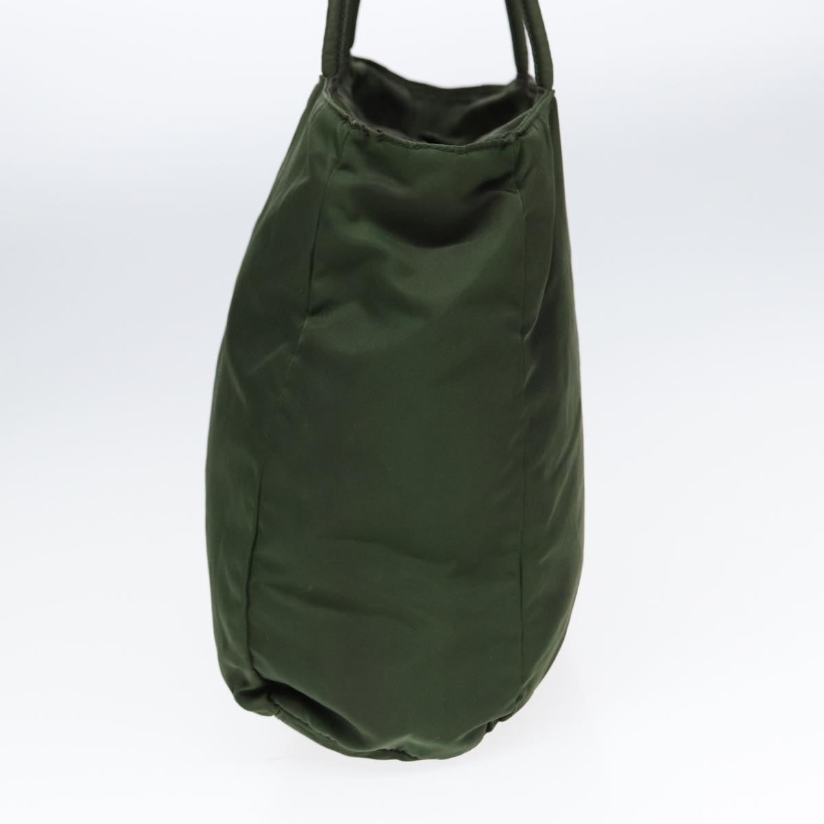 PRADA Tote Bag Nylon Khaki Silver Auth