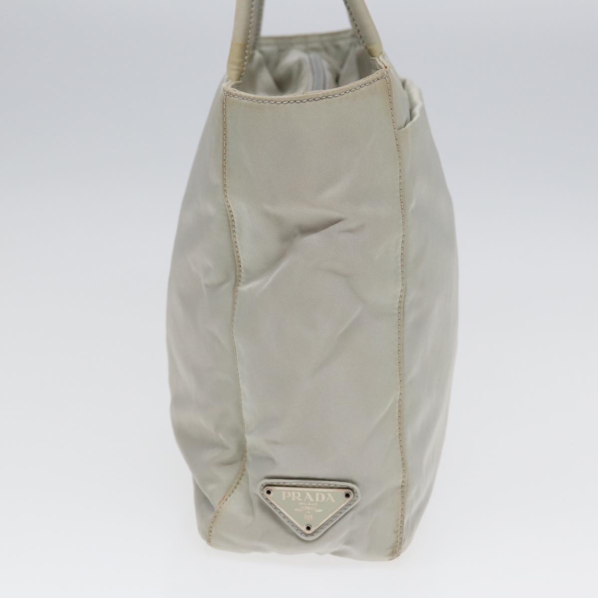 PRADA Hand Bag Nylon Gray Silver Auth