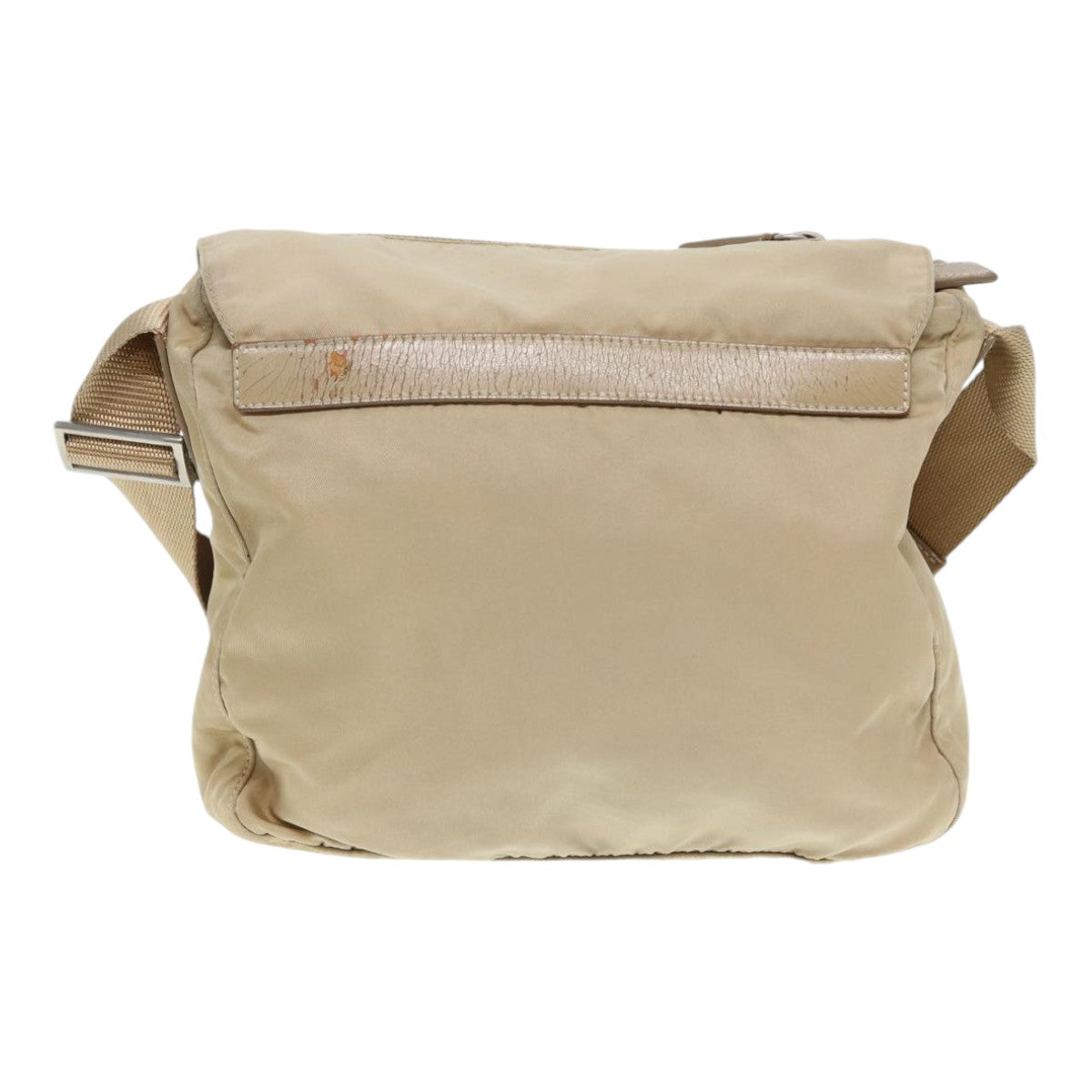 PRADA Shoulder Bag Nylon Beige Silver Auth