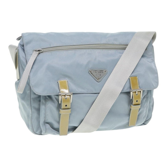 PRADA Shoulder Bag Nylon Blue Silver Auth