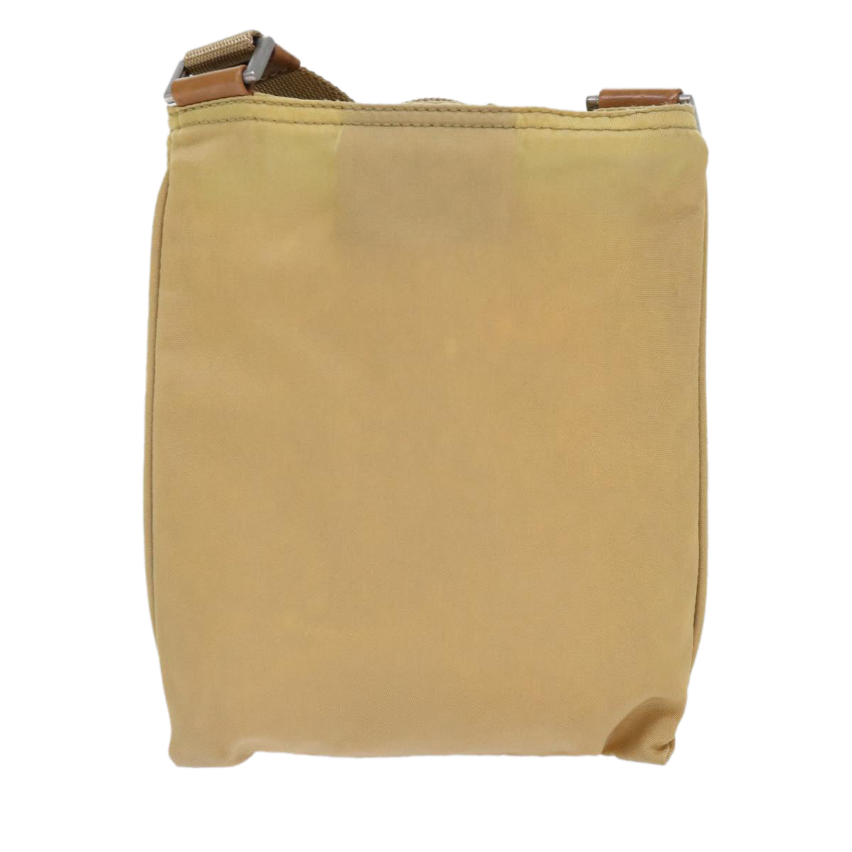 PRADA Shoulder Bag Nylon Beige Silver Auth