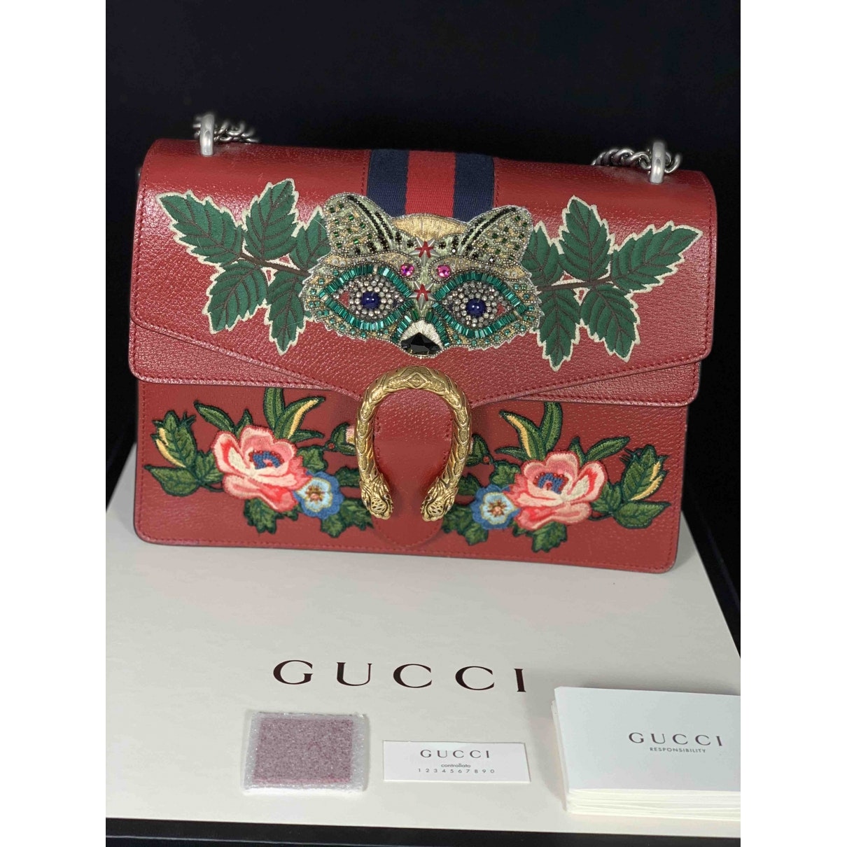 Gucci dionysus burgundy leather handbag
