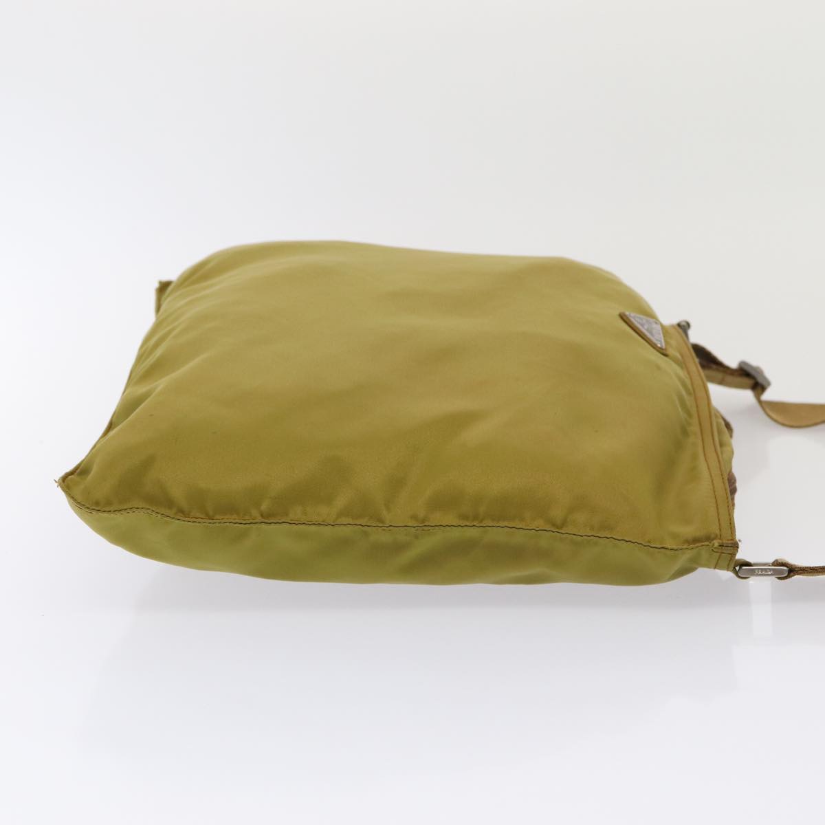 PRADA Shoulder Bag Nylon Khaki Silver Auth