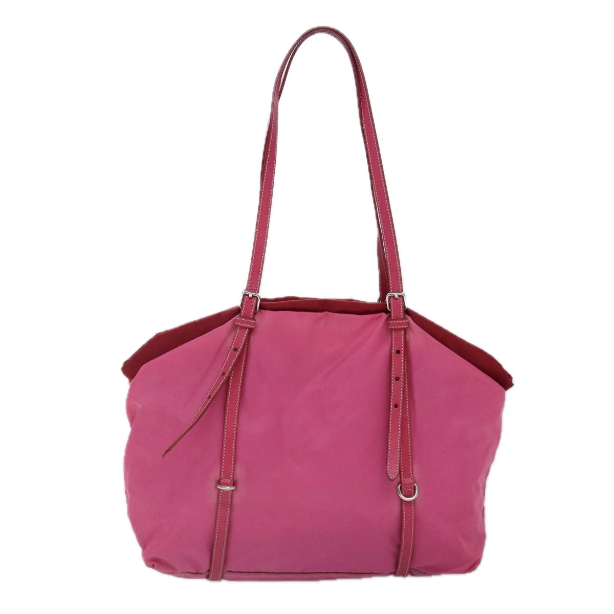 PRADA Tote Bag Nylon Pink Silver Auth