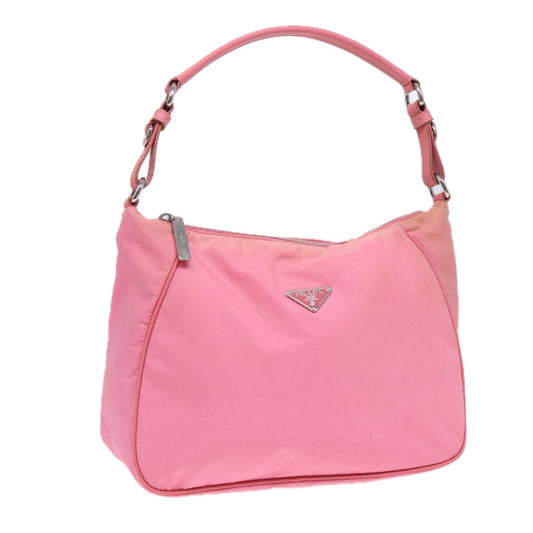 PRADA Shoulder Bag Nylon Pink Silver Auth