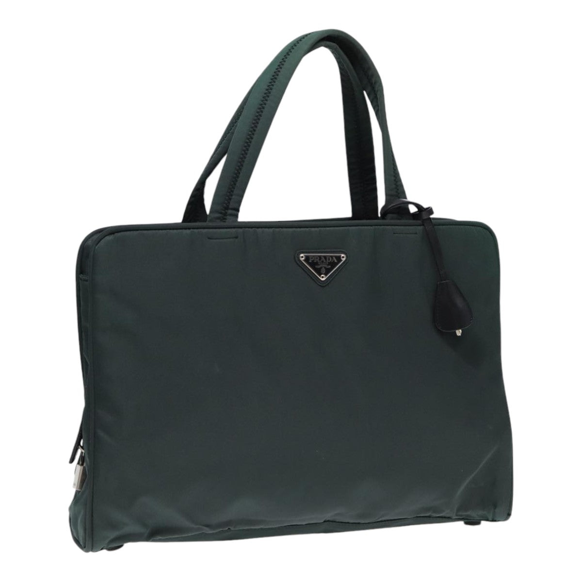 PRADA Hand Bag Nylon Green Silver Auth