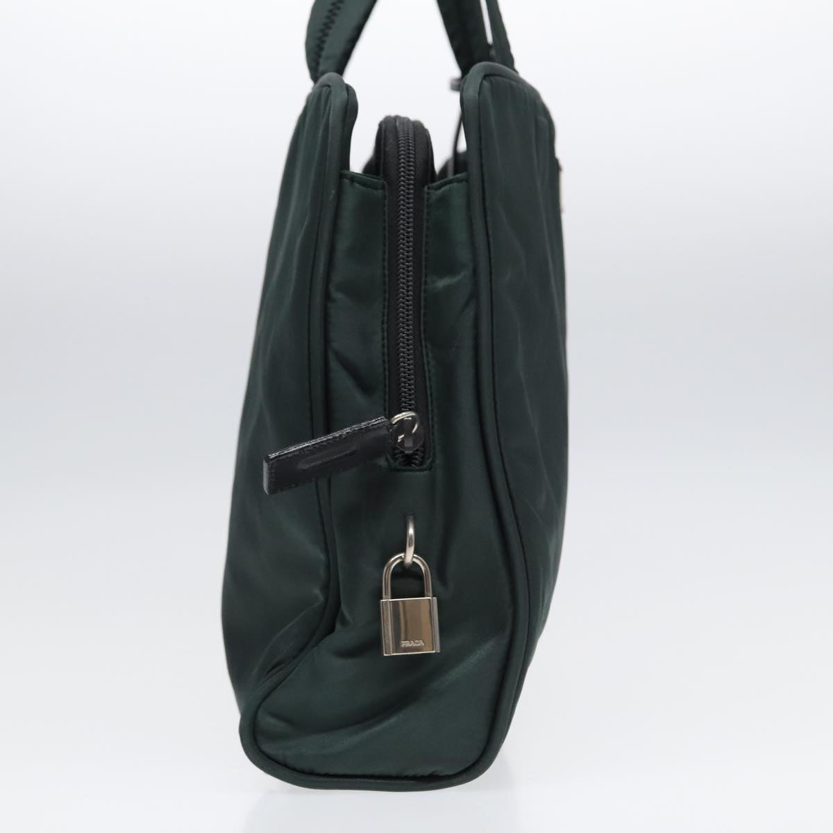 PRADA Hand Bag Nylon Green Silver Auth