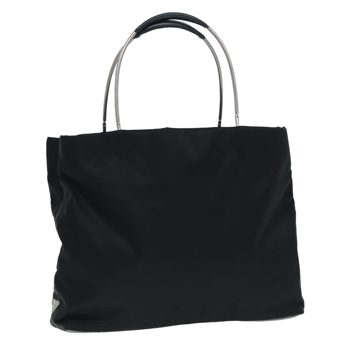 PRADA Tote Bag Nylon Black Silver Auth
