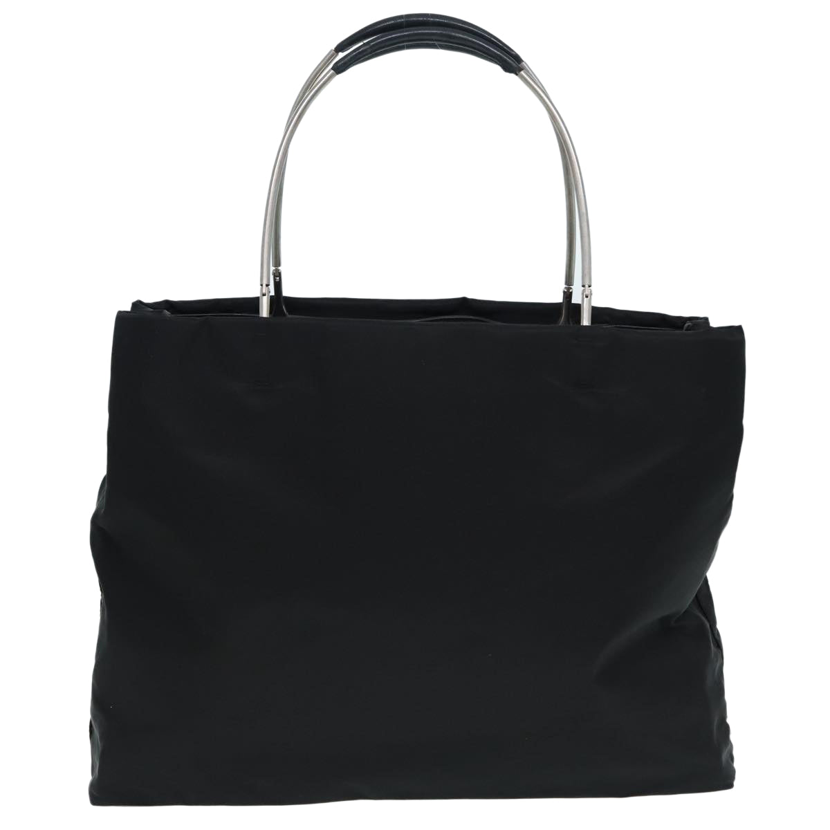 PRADA Tote Bag Nylon Black Silver Auth