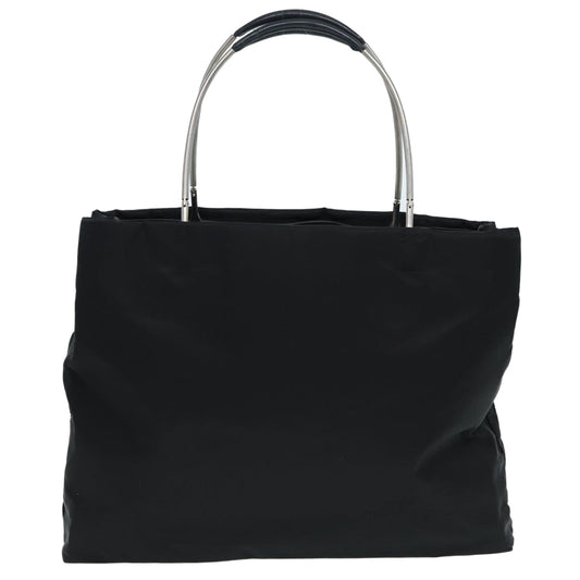 PRADA Tote Bag Nylon Black Silver Auth