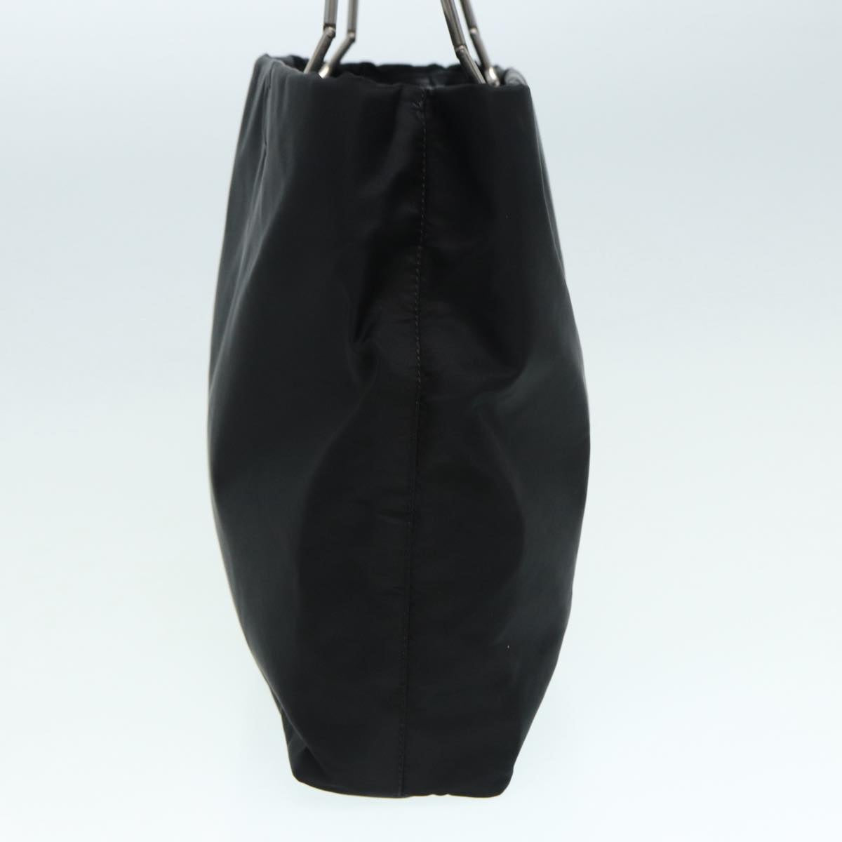 PRADA Tote Bag Nylon Black Silver Auth