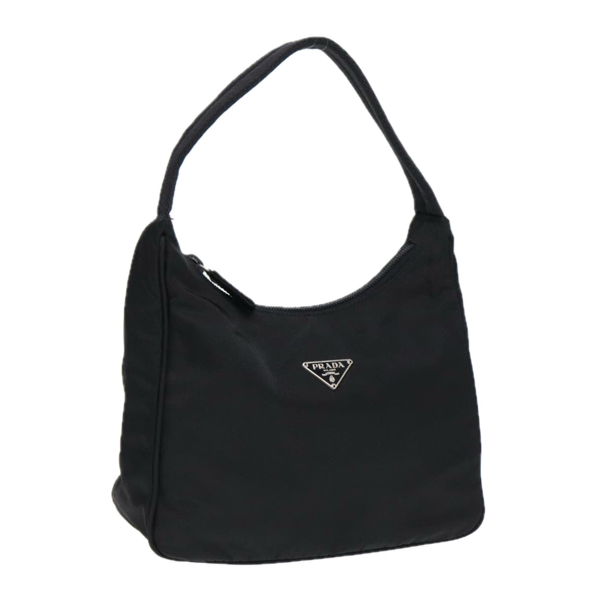 PRADA Hand Bag Nylon Black Silver Auth
