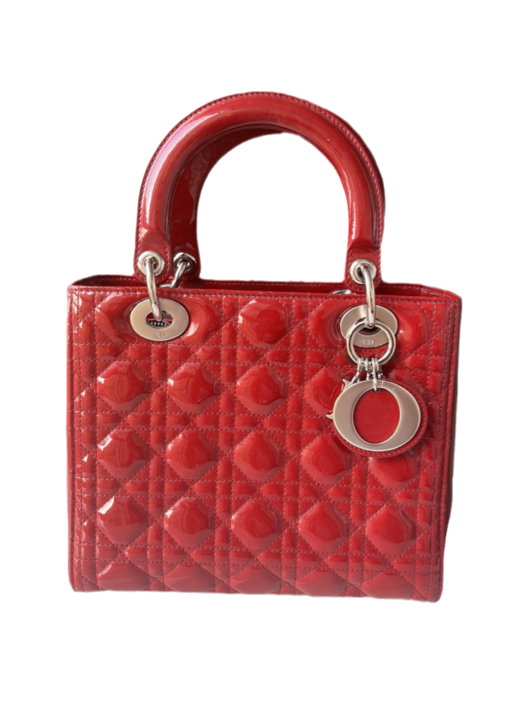 Lady Dior Medium Bag Red Patent Leather SKU 0194