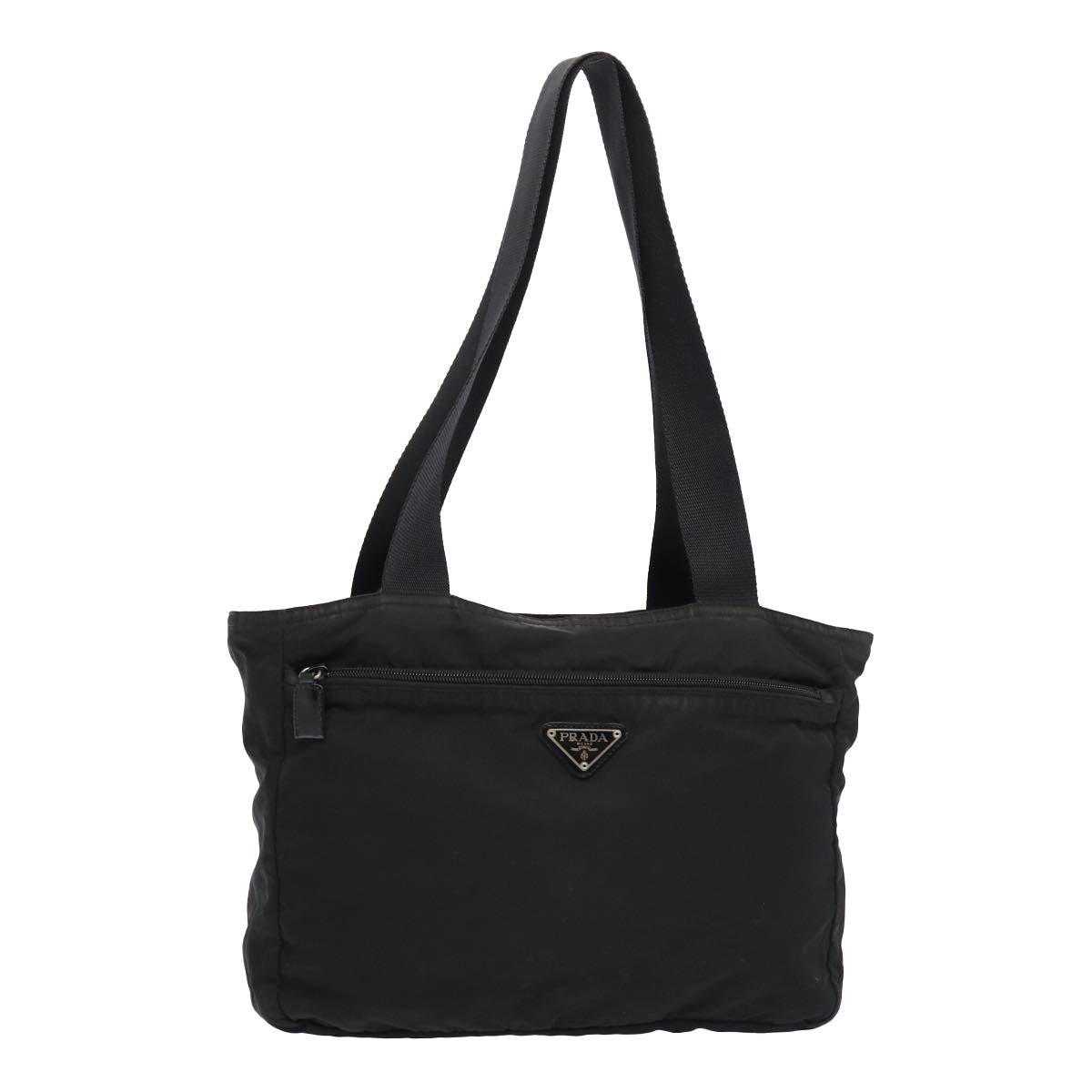 PRADA Tote Bag Nylon Black Silver Auth
