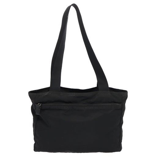 PRADA Tote Bag Nylon Black Silver Auth