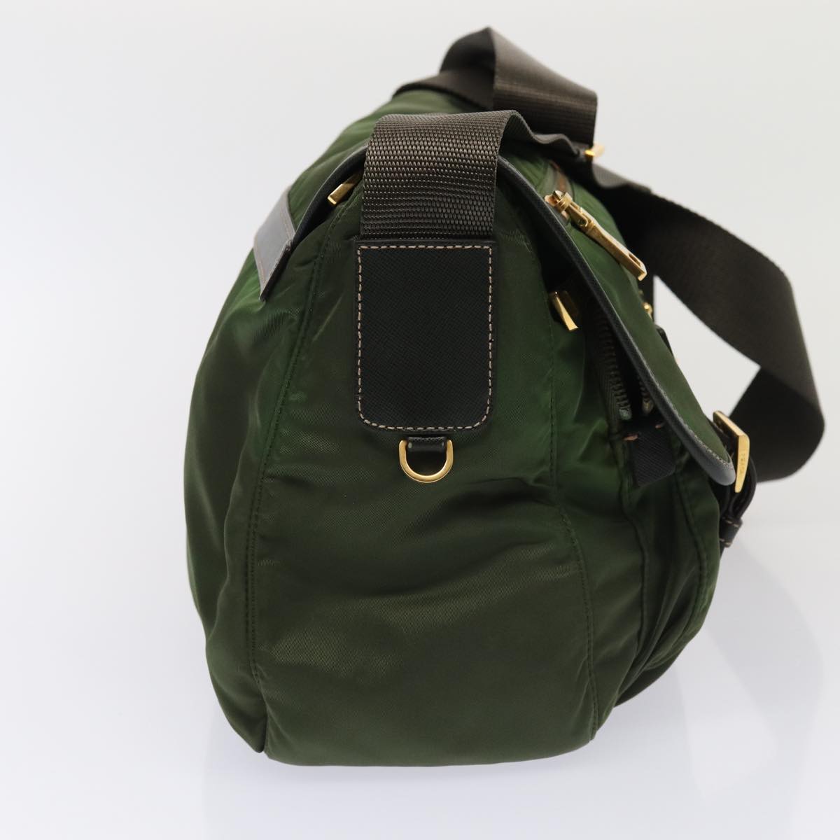 PRADA Shoulder Bag Nylon Khaki Gold Auth