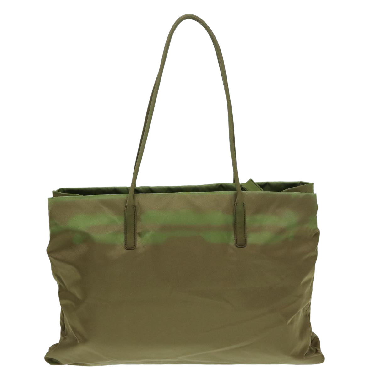PRADA Tote Bag Nylon Khaki Silver Auth