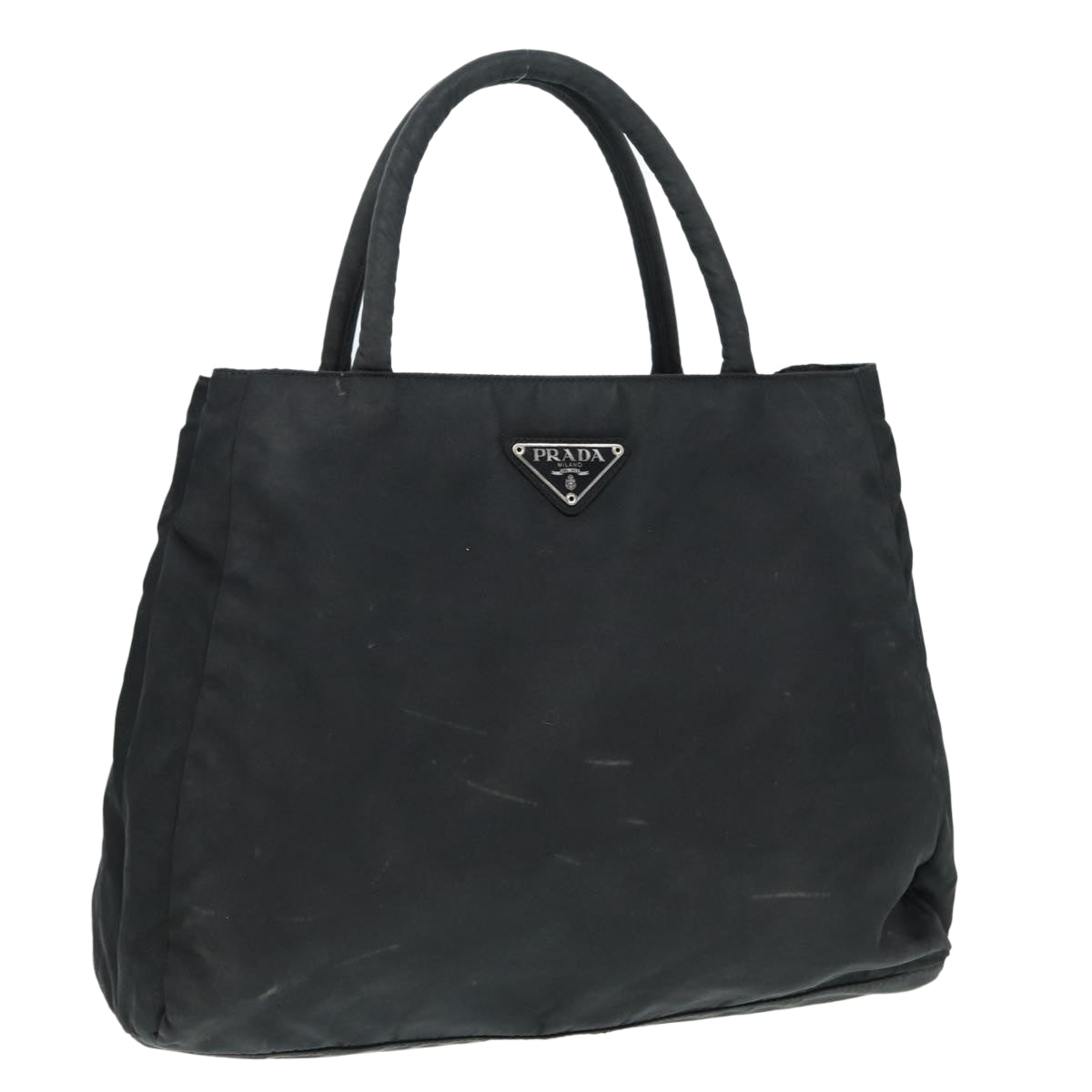 PRADA Hand Bag Nylon Black Silver Auth