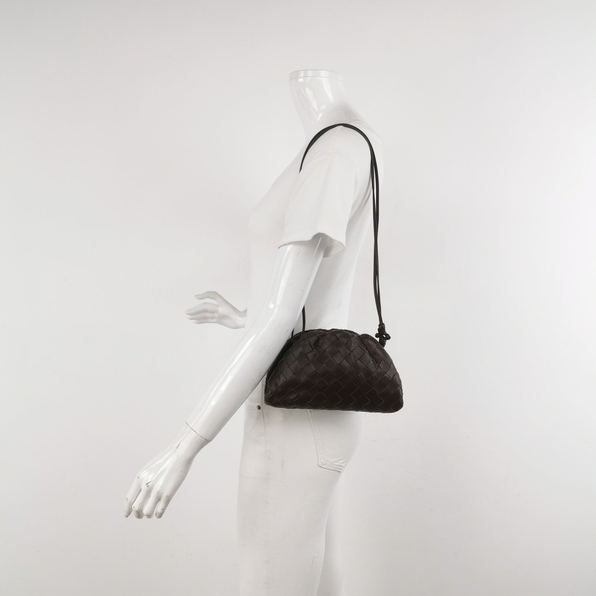 Bottega Veneta Pouch Mini Intrecciato Raisin Purple Brown Lambskin Leather Crossbody Bag