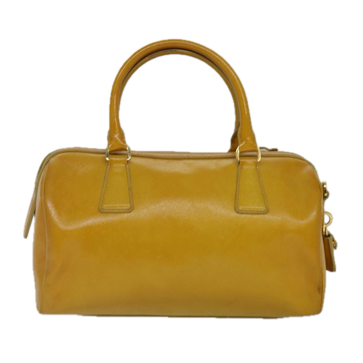 PRADA Hand Bag Safiano leather 2way Yellow Gold Auth